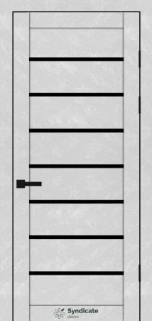 Двері Syndicat Doors PVC 102 Бетон білий чорне скло